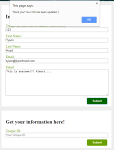 Form with Existing User Info