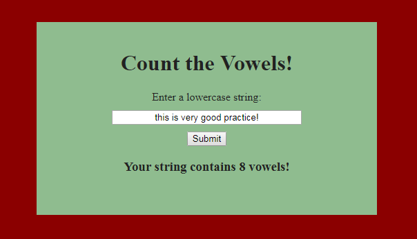 Simple Vowel Counter - JavaScript Practice
