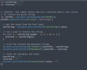 Picture of Final JavaScript Code