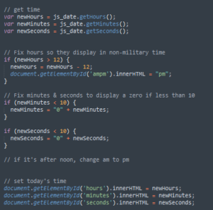 JS code to get the time